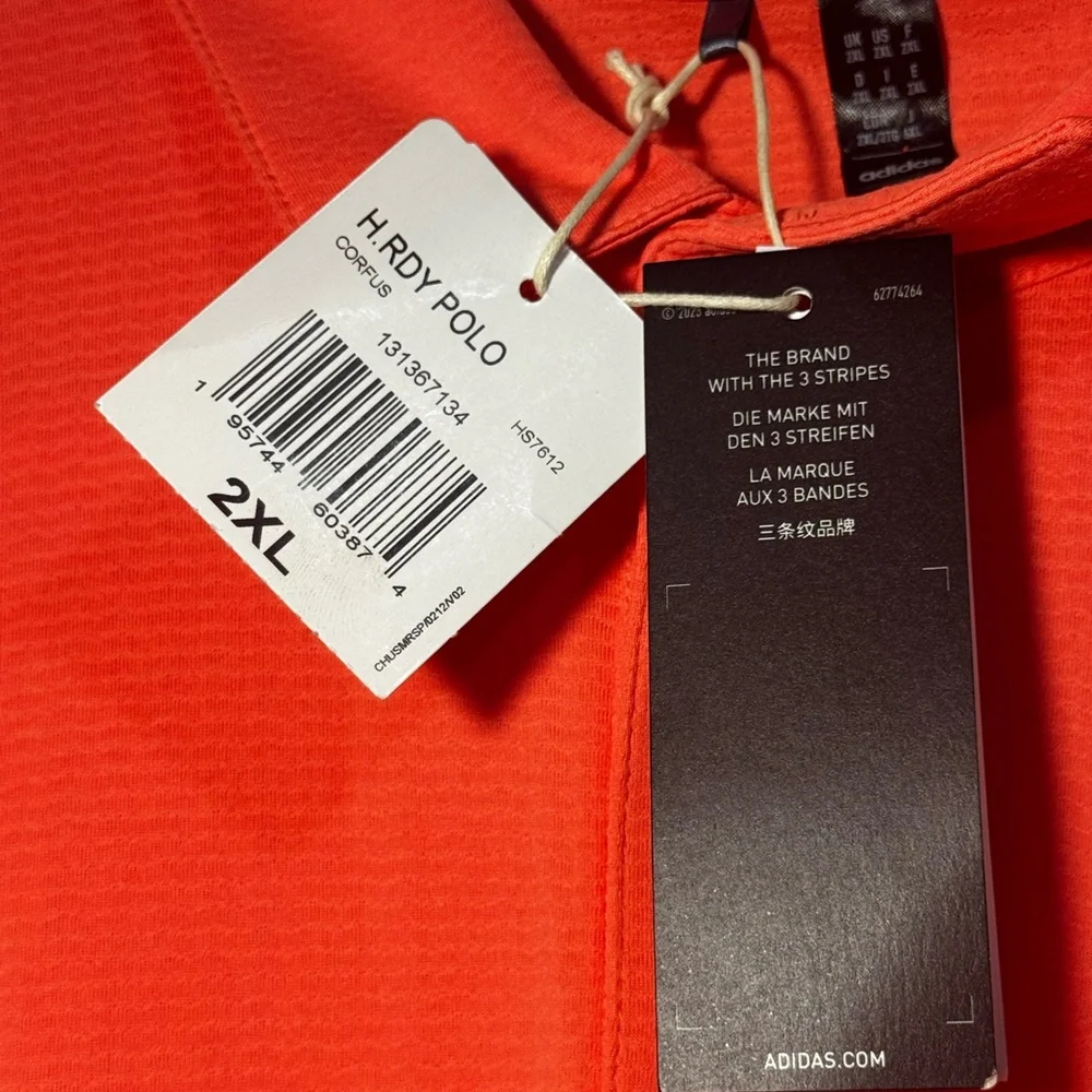 Adidas Men's Heat.rdy Polo “Vibrant Orange” Size 2XL